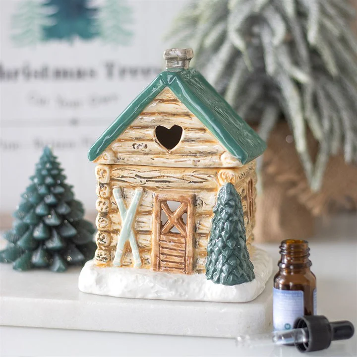 Cabin Ski Chalet Tealight Wax Warmer