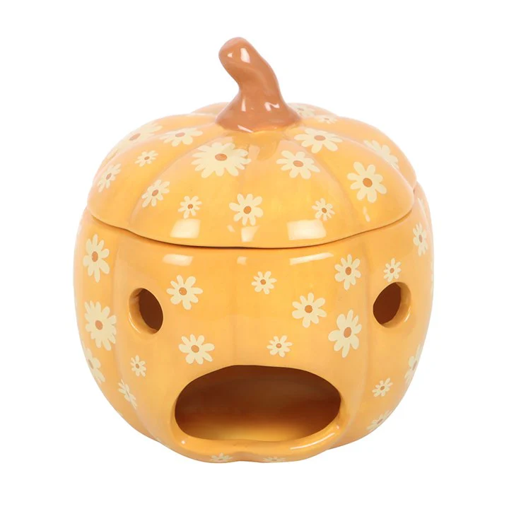 Floral Pumpkin Tealight Wax Warmer - Image 4