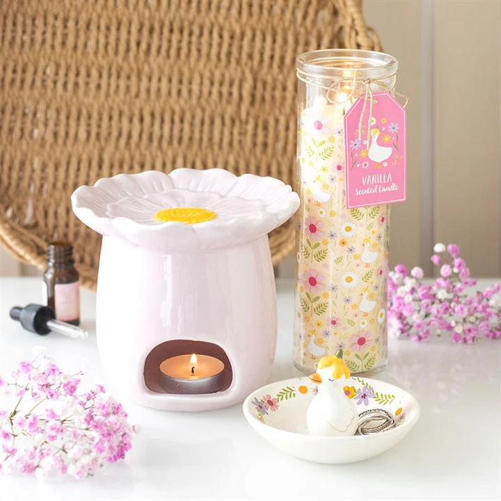 Pink Daisy Tealight Wax Warmer - Image 2